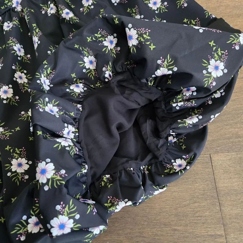 Free People in A Bubble Mini Dress in Black Floral size S New - Picture 12 of 14